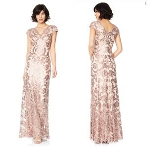 Tadashi Shoji Pink Lace Maxi Dress